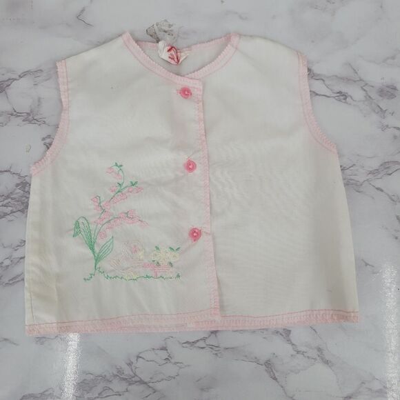 Samson Brothers Jhablas Summer Diaper Shirts Lot of 2 Newborn Vintage Girls - Picture 6 of 11